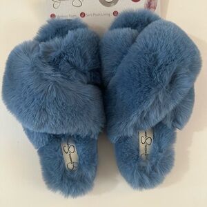 Jessica Simpson Blue Fuzzy Slippers